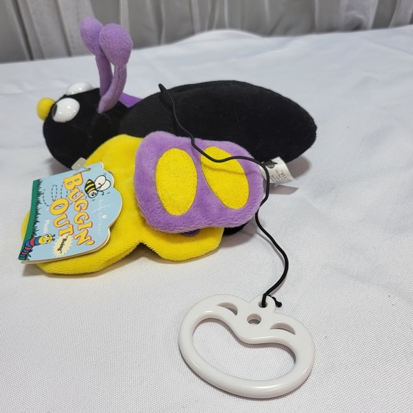 Buggin out Black Purple Yellow 8" Butterfly Hanging Mobile Stuffed Plush Toy - Picture 6 of 11